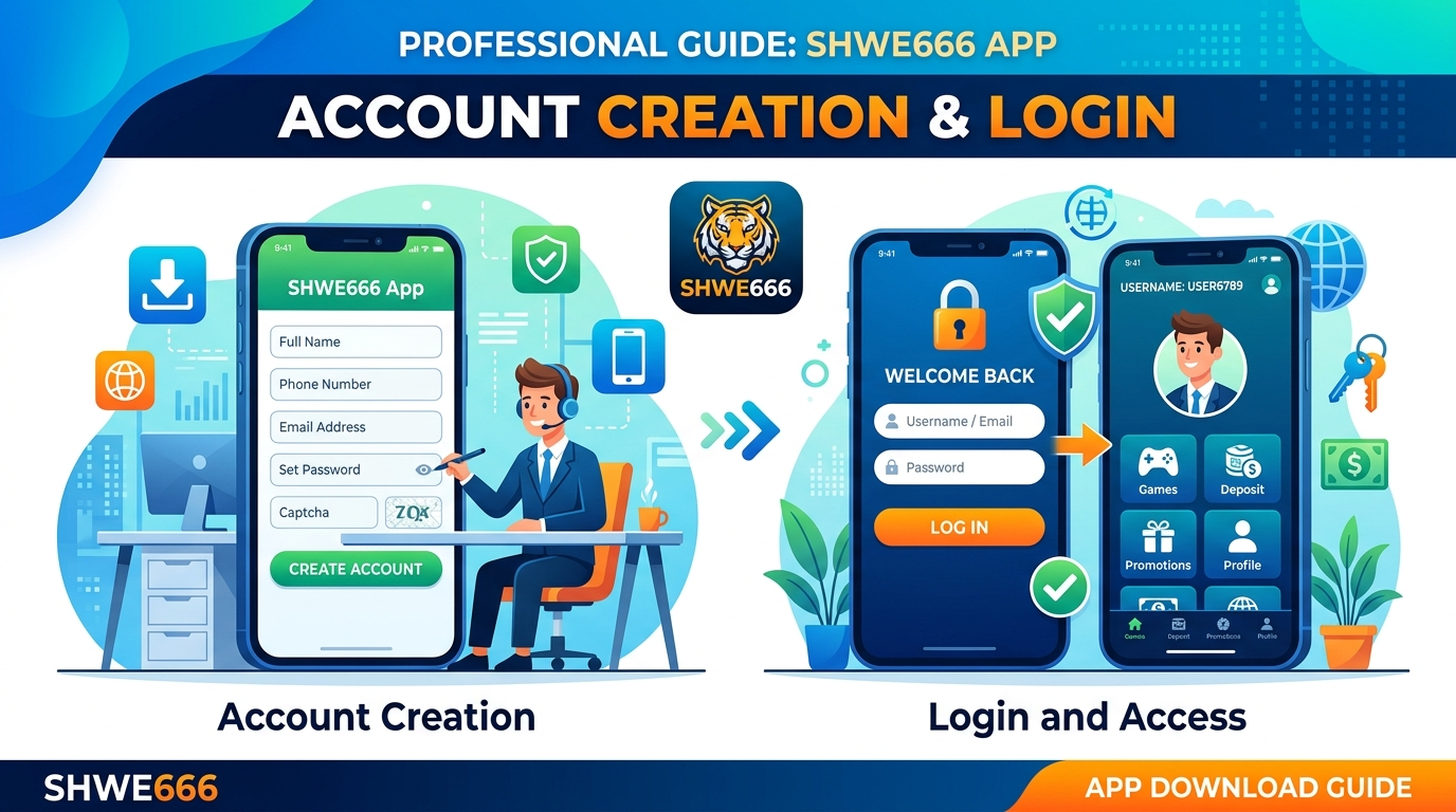 SHWE666 App အကောင့်ဖွင့်ခြင်းနှင့် လော့ဂ်အင်ဝင်ခြင်း