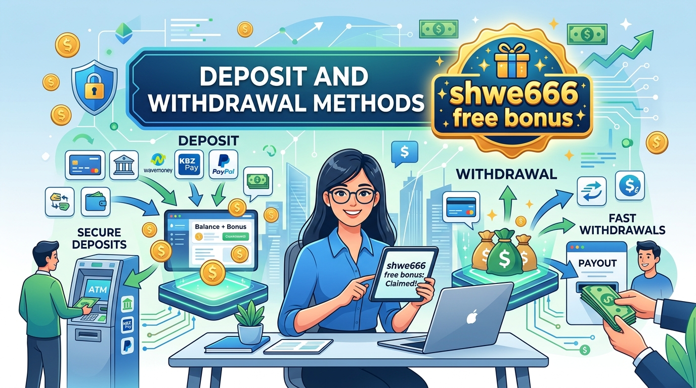 Shwe666 free bonus အတွက် ငွေသွင်းခြင်းနှင့် ငွေထုတ်ယူခြင်း နည်းလမ်းများ