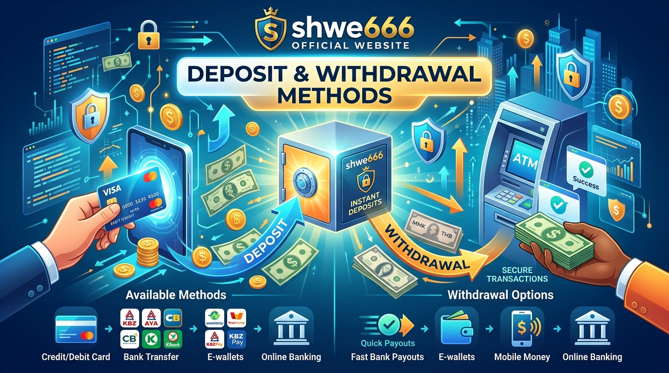 shwe666 official website တွင် ငွေသွင်းငွေထုတ်နည်းလမ်းများ